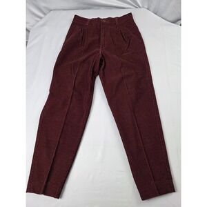 River Trader Burgundy Corduroy Pleated Tapered Leg Pants Womens 30x29 Vintage